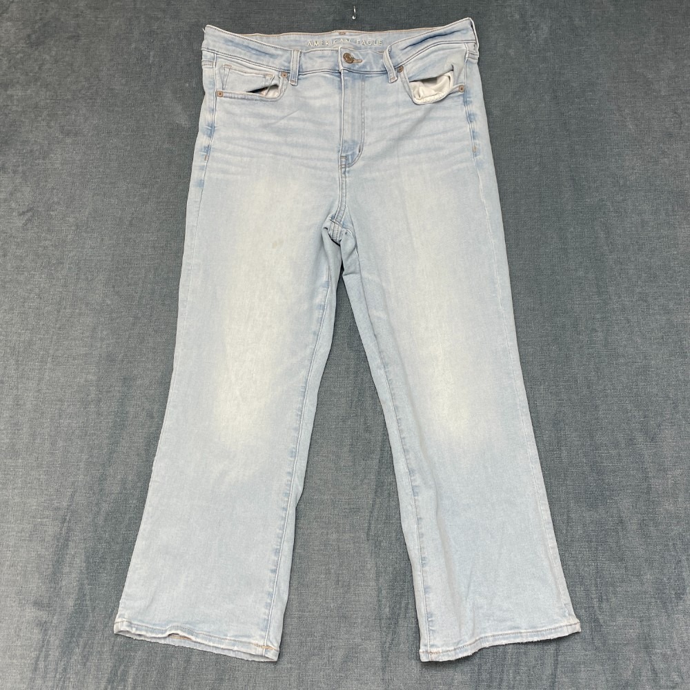 American Eagle Outfitters Next Level Stretch Crop Jeans Women 32x23.5 Blue Denim